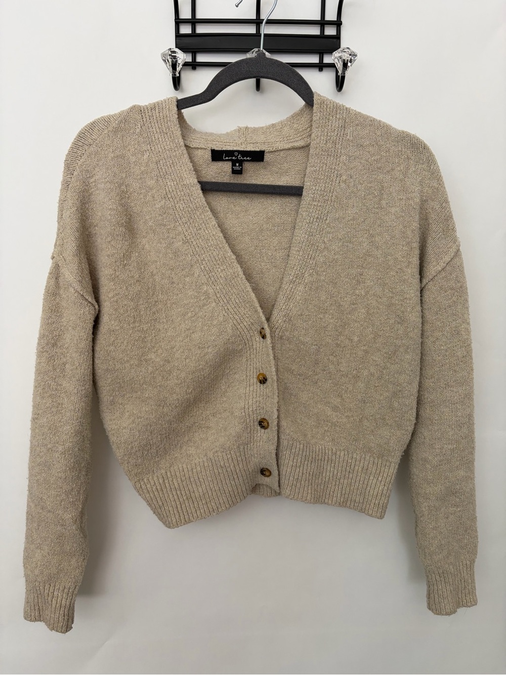 Love Tree Cozy Cropped Button Up Cardigan Sweater - Medium